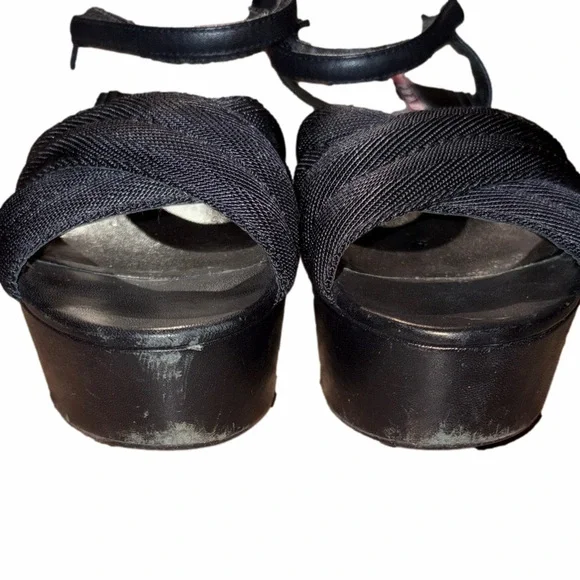 Prada Vintage Criss Cross Nylon Platform Sandal w/Leather Straps | Sz 37.5/7W - Picture 3 of 7
